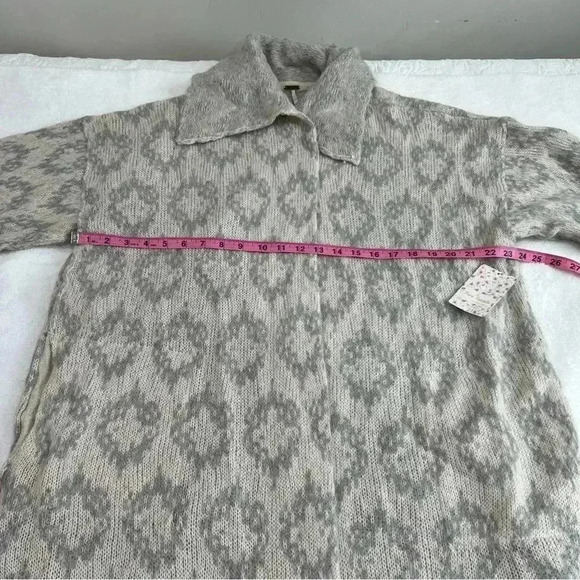 Free People Like A Diamond Size S Knit Sweater Coat Pockets Gray - Picture 11 of 12